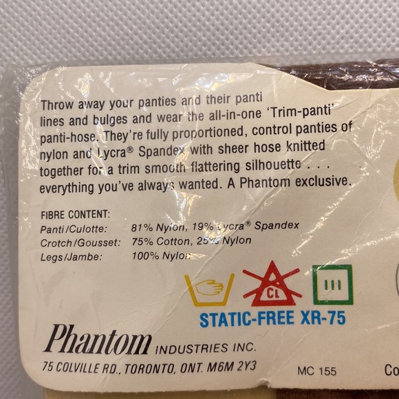 Phantom Trim-Panti Pantyhose Hint O Brown Size Tall Vintage - Picture 7 of 12